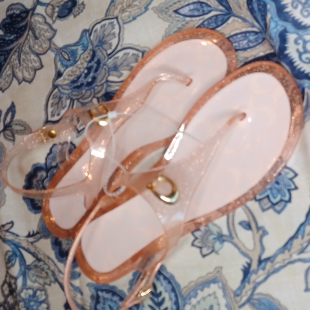 COACH Pink Sparkle Natalee Flat Toepost Sandals Size 10 NEW - Picture 9 of 12